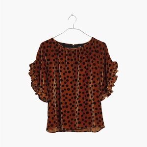 MADEWELL Memento Ruffle-Sleeve Top in Leopard Dot Women's Medium